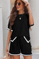 Chic black trim tee & shorts set - must-have casualwear