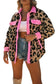 Black contrast trimmed leopard teddy shacket - shackets