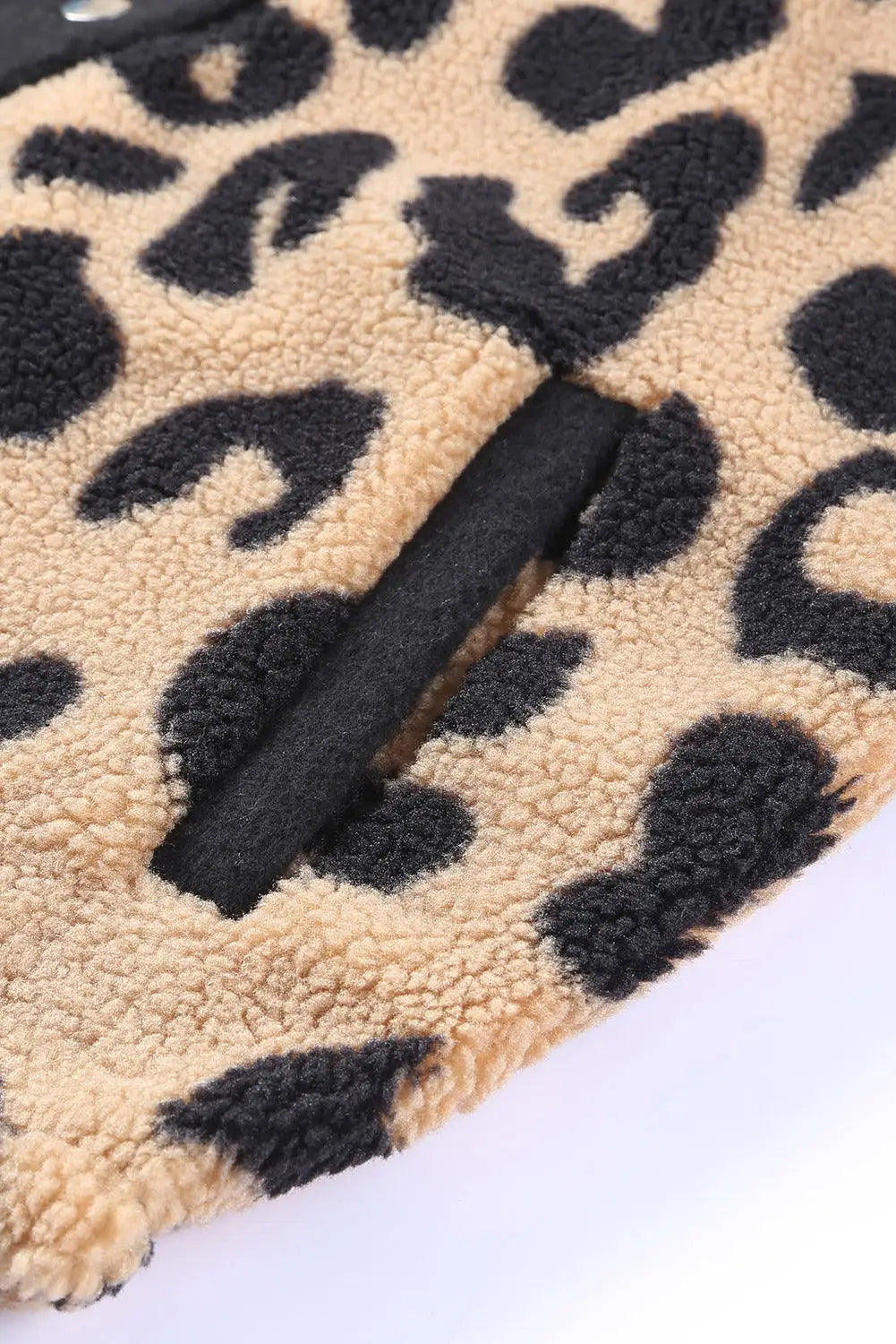 Black contrast trimmed leopard teddy shacket - shackets