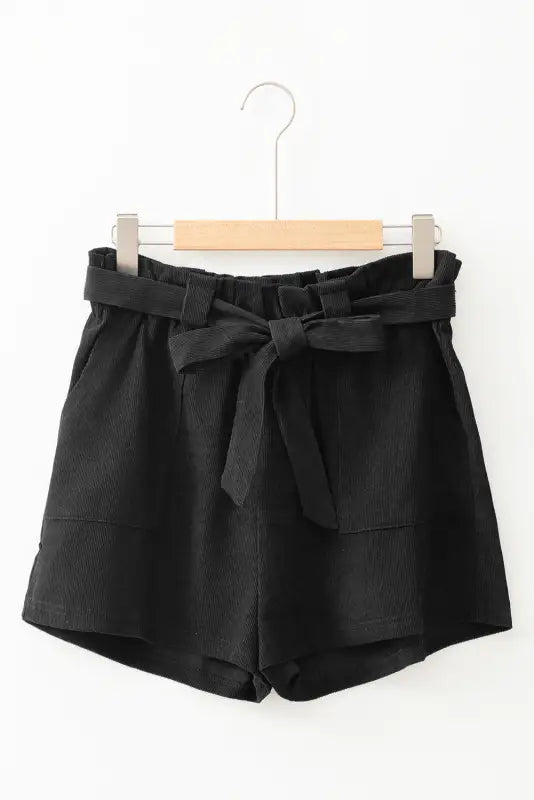 Black cotton blend pocketed knit shorts - bottoms