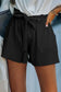 Black cotton blend pocketed knit shorts - bottoms