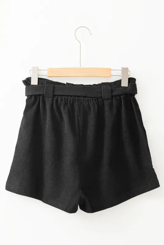 Black cotton blend pocketed knit shorts - bottoms