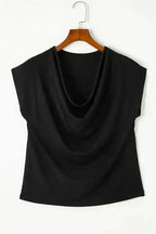 Black Cowl Neck Bat Sleeve T Shirt - Fashionfitz