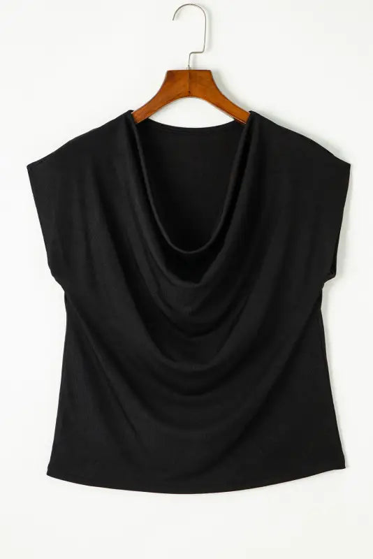 Black cowl neck bat sleeve t shirt - tops & tees