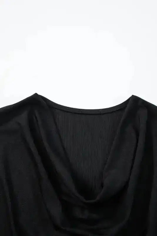 Black Cowl Neck Bat Sleeve T Shirt - Fashionfitz