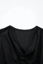 Black Cowl Neck Bat Sleeve T Shirt - Fashionfitz
