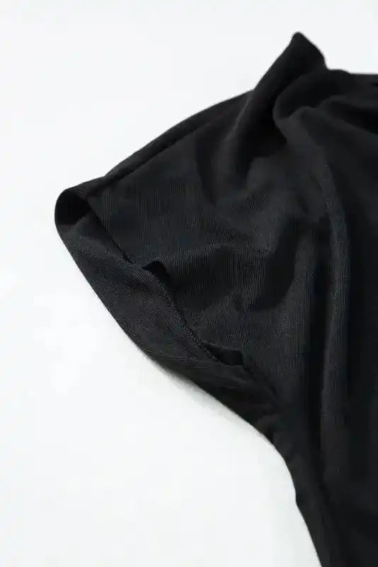 Black Cowl Neck Bat Sleeve T Shirt - Fashionfitz