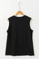 Black crew neck pleated tank top | fashionfitz