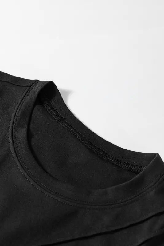 Black crew neck pleated tank top | fashionfitz