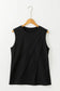 Black crew neck pleated tank top | fashionfitz