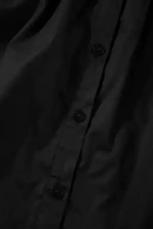 Black Crisp Puff Sleeve Loose Shirt - Fashionfitz