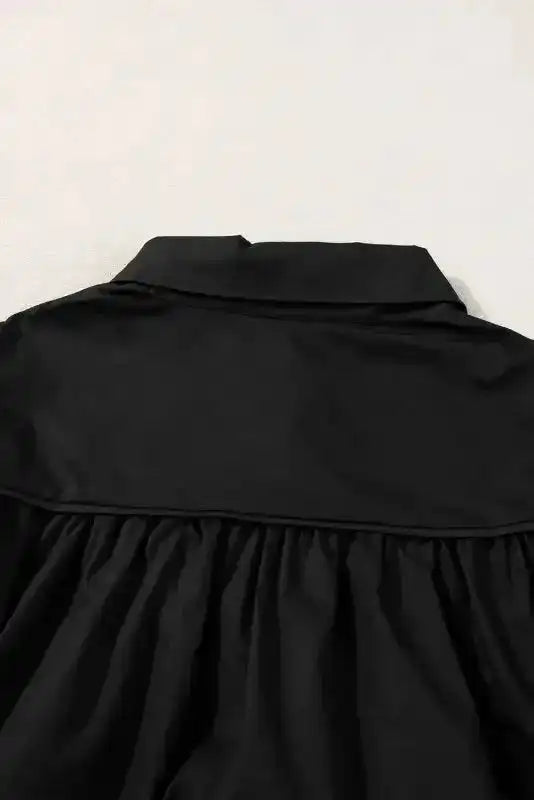 Black Crisp Puff Sleeve Loose Shirt - Fashionfitz