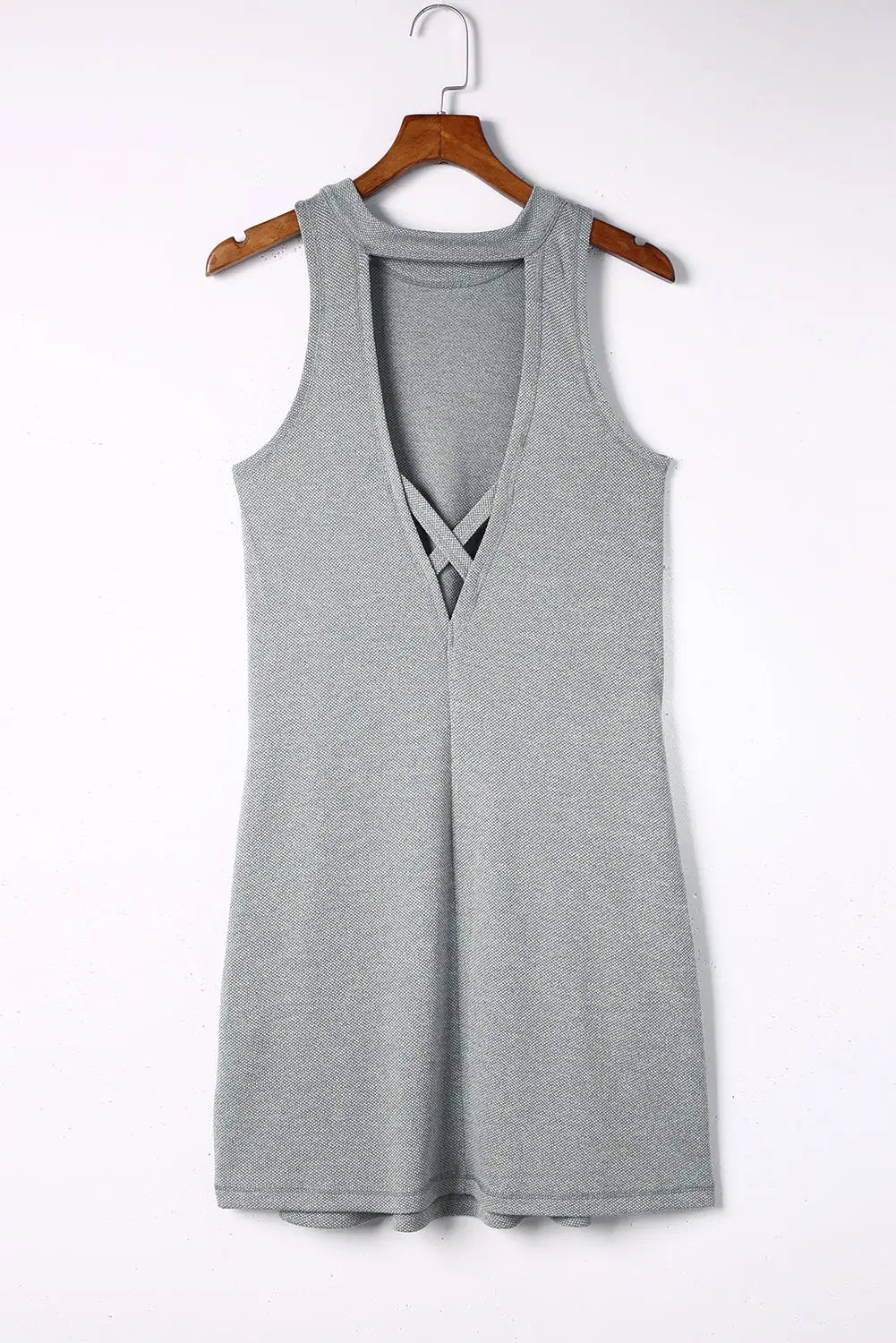 Black crisscross cut-out back knit sleeveless dress - mini dresses