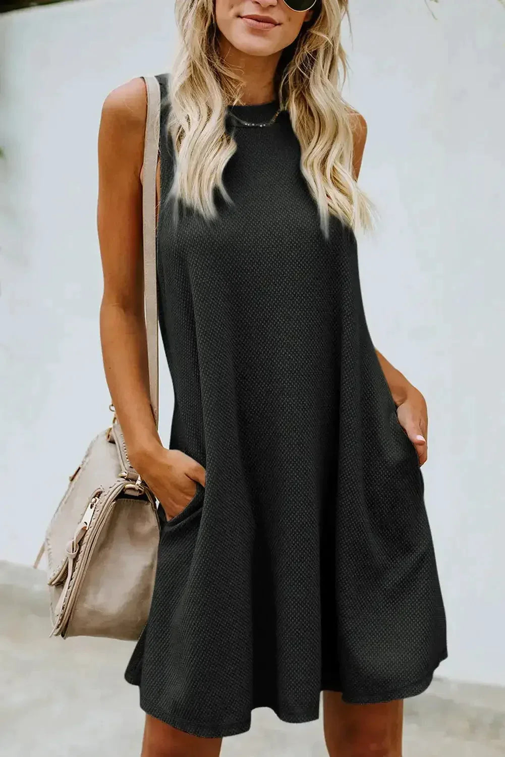 Black crisscross cut-out back knit sleeveless dress - s / 75% polyester + 20% viscose + 5% elastane - mini dresses