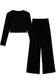 Black crop top and wide leg pants two piece set - loungewear