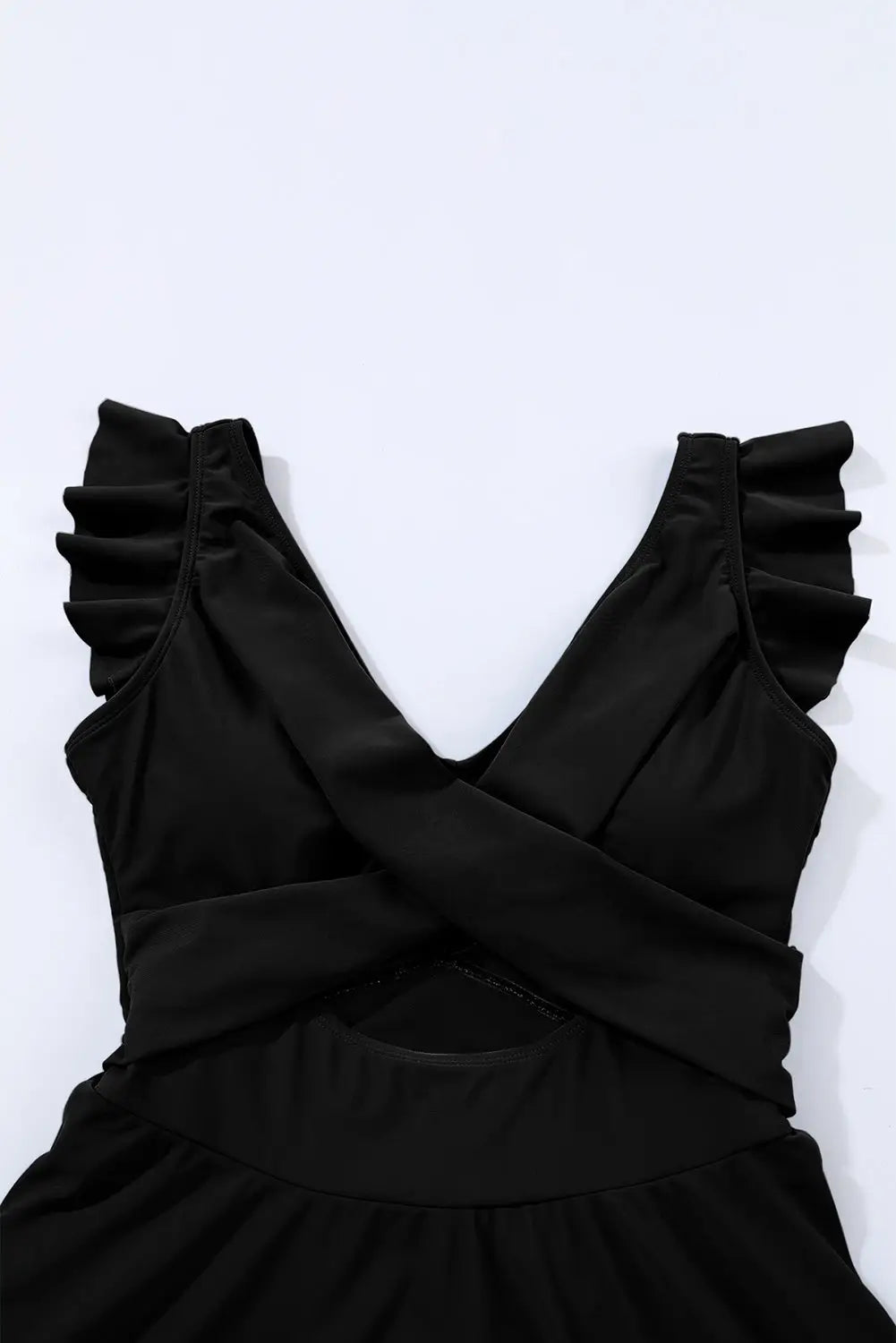 Black crossed cutout one piece swimdress - swim dresses