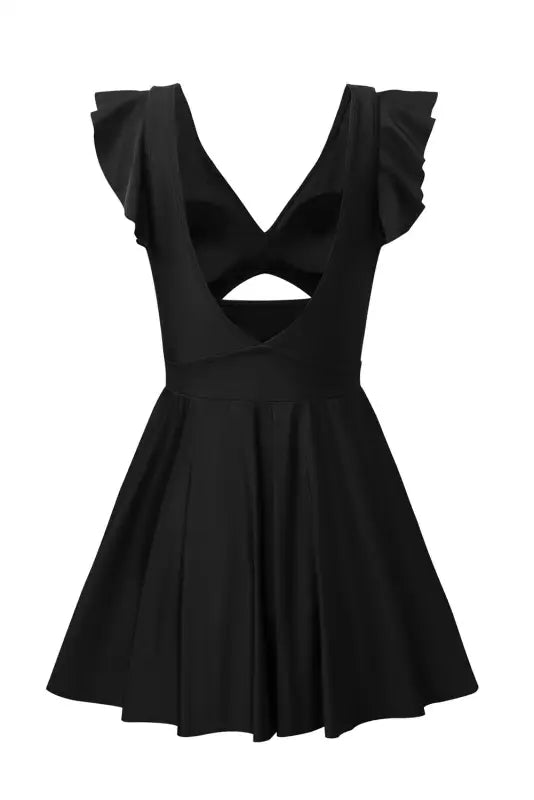 Black crossed cutout one piece swimdress - swim dresses