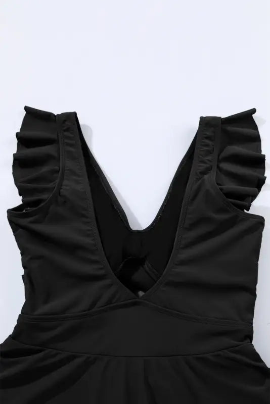 Black crossed cutout one piece swimdress - swim dresses