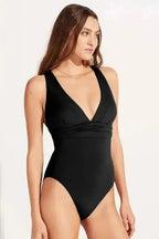 Black Deep V-Neck Crossover Backless Monokini - Fashionfitz