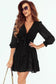 Black deep v neck lantern sleeve knotted tiered mini dress - dresses