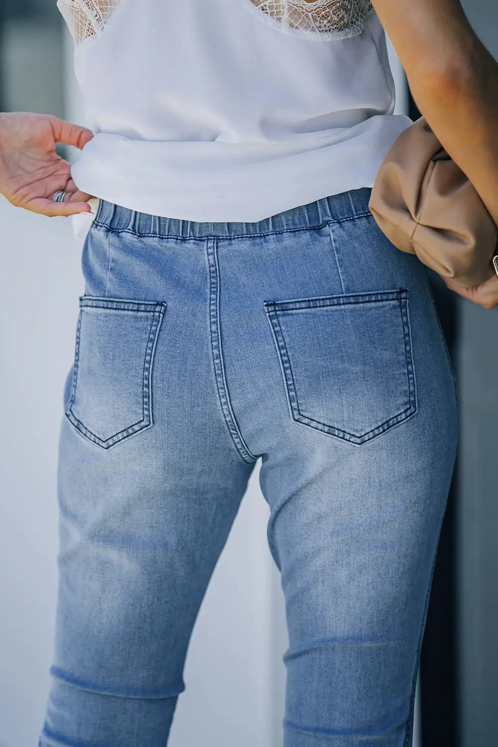 Black distressed bell bottom denim pants - jeans