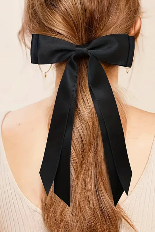 Black double bow knot alligator hair clip - one size / polyester cotton - accessories