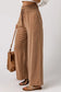 Black drawstring elastic waist casual wide leg pants