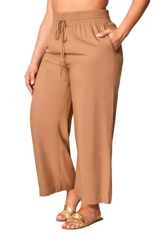 Black Drawstring Elastic Waist Casual Wide Leg Pants - Fashionfitz
