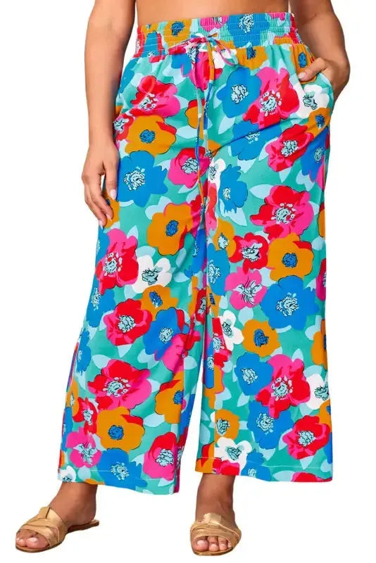 Black Drawstring Elastic Waist Casual Wide Leg Pants - Fashionfitz