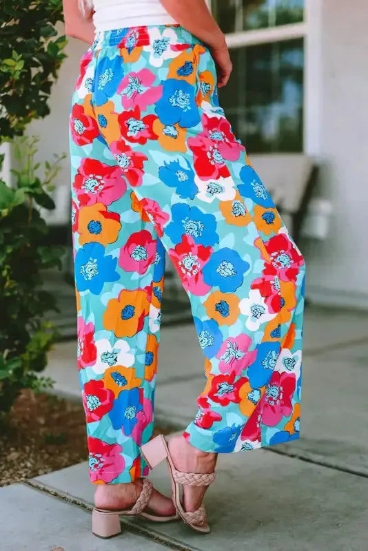 Black Drawstring Elastic Waist Casual Wide Leg Pants - Fashionfitz