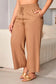 Black drawstring elastic waist casual wide leg pants