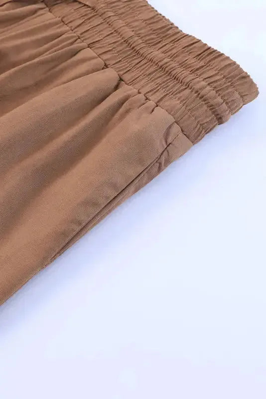 Black Drawstring Elastic Waist Casual Wide Leg Pants - Fashionfitz