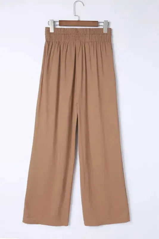 Black Drawstring Elastic Waist Casual Wide Leg Pants - Fashionfitz