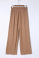 Black drawstring elastic waist casual wide leg pants