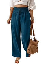 Black Drawstring Elastic Waist Casual Wide Leg Pants - Fashionfitz