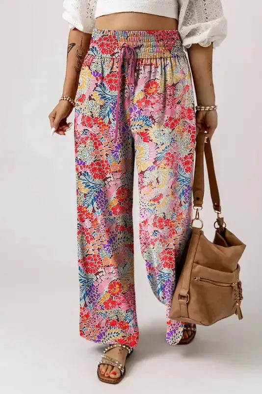 Black Drawstring Elastic Waist Casual Wide Leg Pants - Fashionfitz