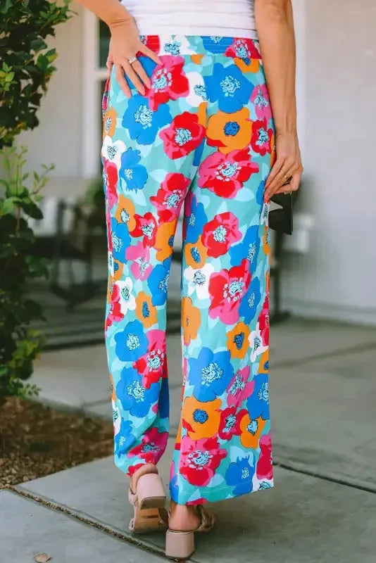 Black Drawstring Elastic Waist Casual Wide Leg Pants - Fashionfitz