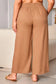 Black drawstring elastic waist casual wide leg pants