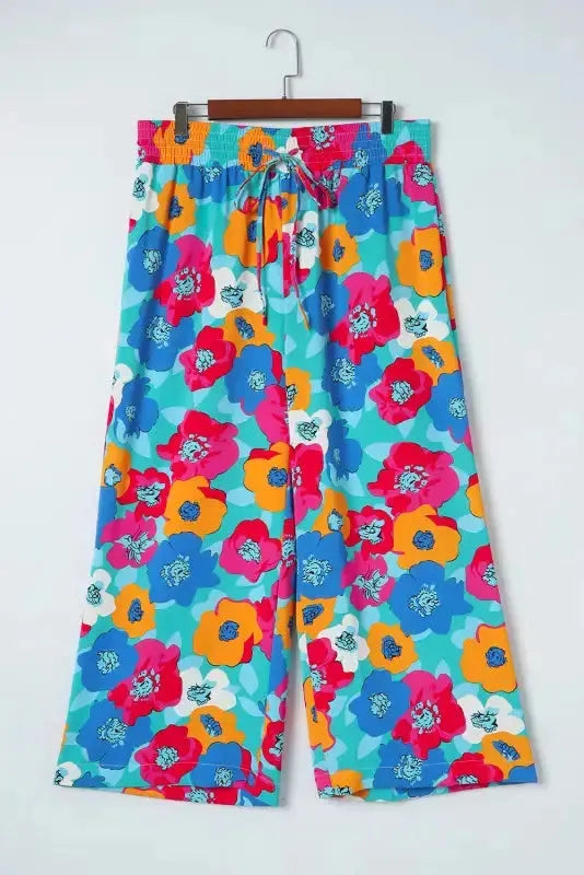 Black Drawstring Elastic Waist Casual Wide Leg Pants - Fashionfitz