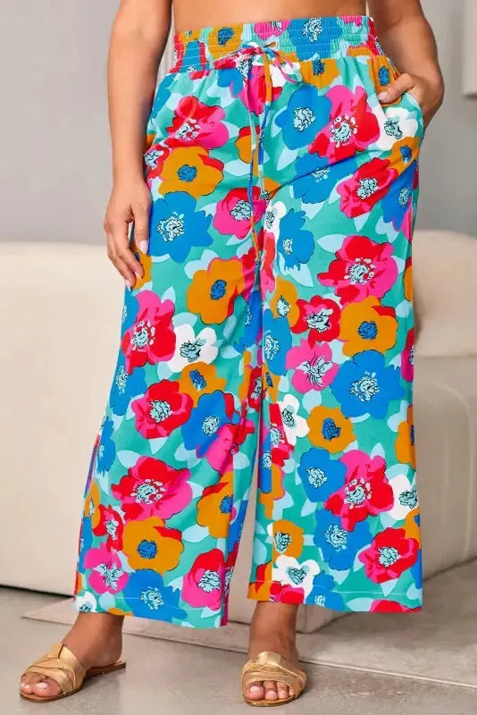 Black Drawstring Elastic Waist Casual Wide Leg Pants - Fashionfitz