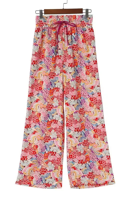 Black Drawstring Elastic Waist Casual Wide Leg Pants - Fashionfitz