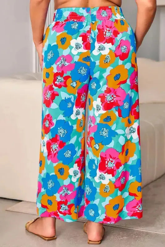 Black Drawstring Elastic Waist Casual Wide Leg Pants - Fashionfitz