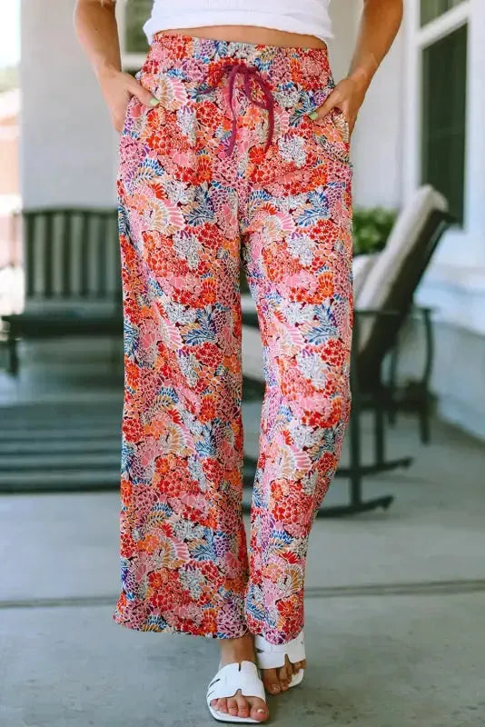 Black Drawstring Elastic Waist Casual Wide Leg Pants - Fashionfitz