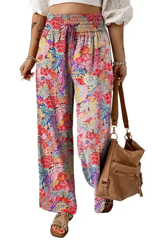 Black Drawstring Elastic Waist Casual Wide Leg Pants - Fashionfitz