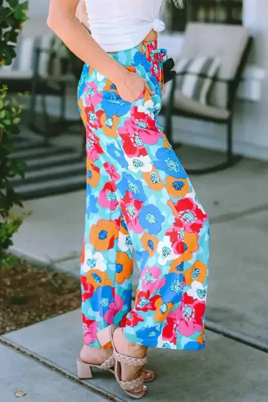 Black Drawstring Elastic Waist Casual Wide Leg Pants - Fashionfitz