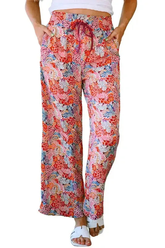 Black Drawstring Elastic Waist Casual Wide Leg Pants - Fashionfitz