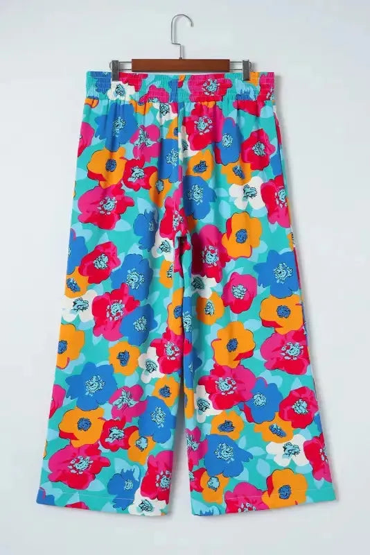 Black Drawstring Elastic Waist Casual Wide Leg Pants - Fashionfitz