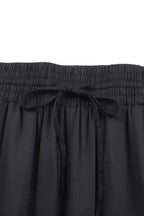 Black Drawstring Elastic Waist Casual Wide Leg Pants - Fashionfitz