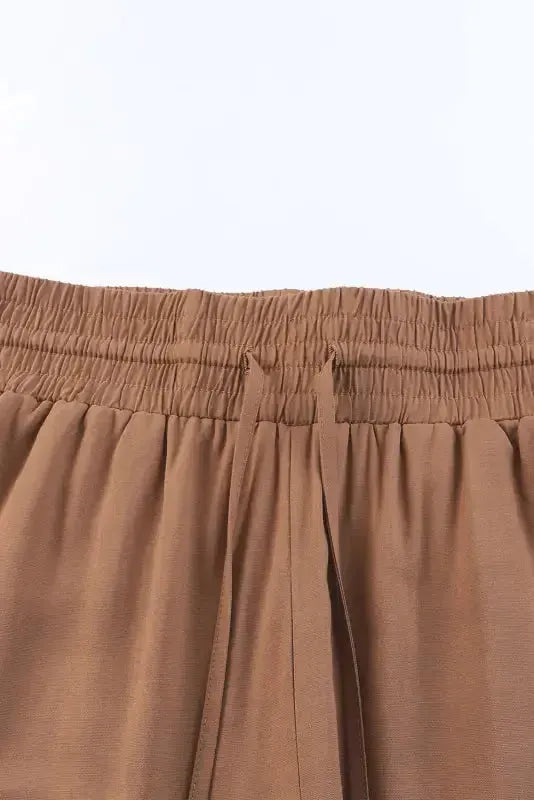 Black Drawstring Elastic Waist Casual Wide Leg Pants - Fashionfitz