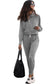 Black drawstring hoodie and high waist pants lounge set - loungewear